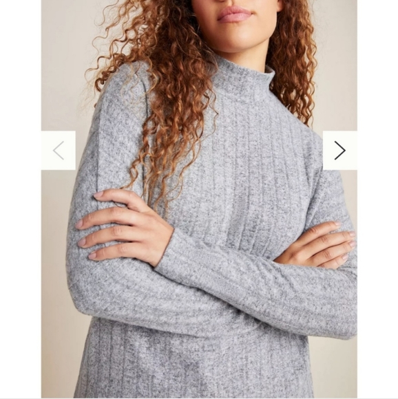 Anthropologie Eri + Ali Fiona Hacci Tunic Ribbed Tunic Sweater Mock Neck Large - Picture 3 of 10